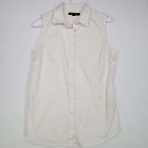 Banana Republic Sleeveless White Button-Down Riley Shirt